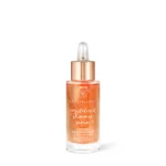 Serum do twarzy z kwarcem różowym CRYSTALLOVE w szklanej butelce na jasnym tle