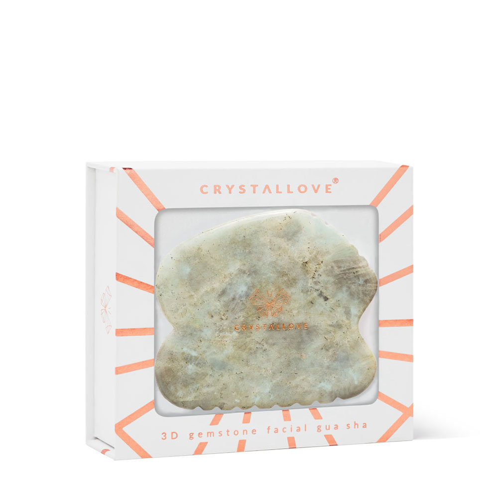 crystallove contour guasha z labradorytu - masaż twarzy gua sha