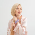 crystallove gumka do włosów z jedwabiu liliowa- jedwabna scrunchie