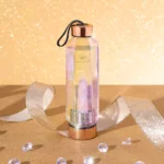 butelka na wodę z kwarcem różowym Hexagon hologram CRYSTALLOVE