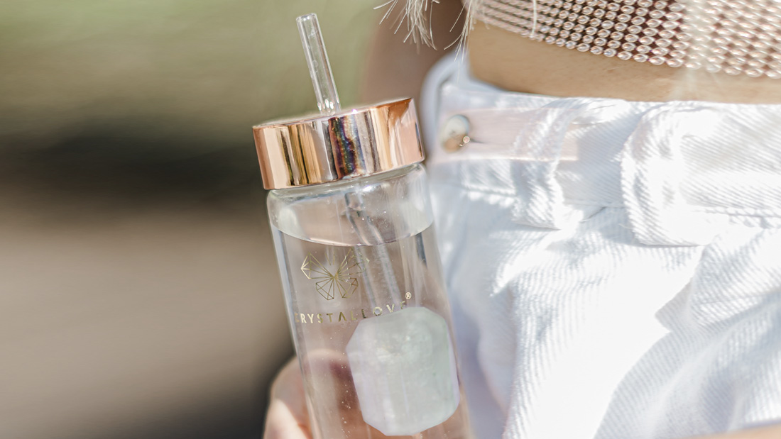 crystallove crystal water bottle - clear quartz