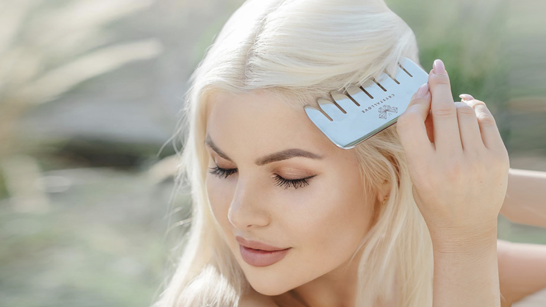 crystallove grzebień do masażu skóry głowy ze stali nierdzewnej - scalp comb