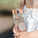 crystallove rose quarz water bottle with straw 400ml