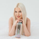 crystallove szklana butelka na wodę hologram hexagon - 650ml