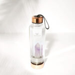 crystallove szklana butelka na wodę z ametystem 650ml