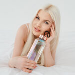 crystallove szklana butelka na wodę z ametystem hexagon hologram