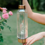 crystallove szklana butelka na wodę z kryształem górskim hexagon - crystal bottle