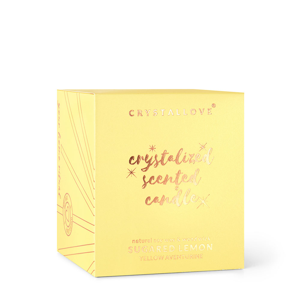 Naturalna świeca sojowa CRYSTALLOVE Sugared Lemon w ozdobnym pudełku – zapach cytrynowy