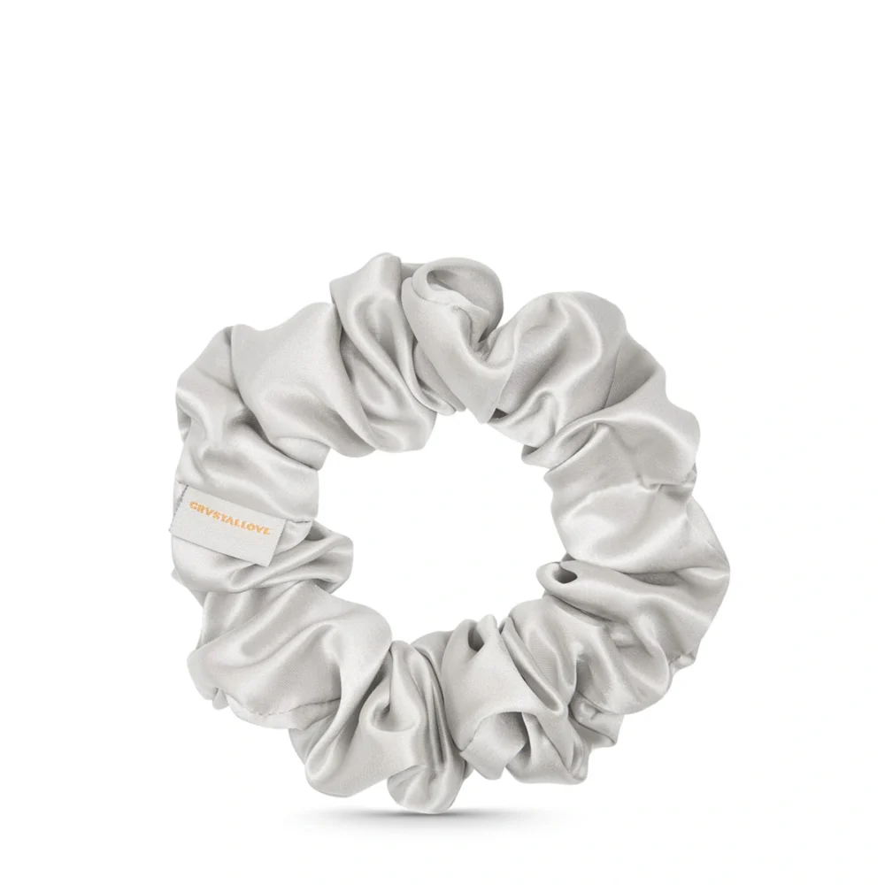 gumka do włosów z jedwabiu srebrna CRYSTALLOVE