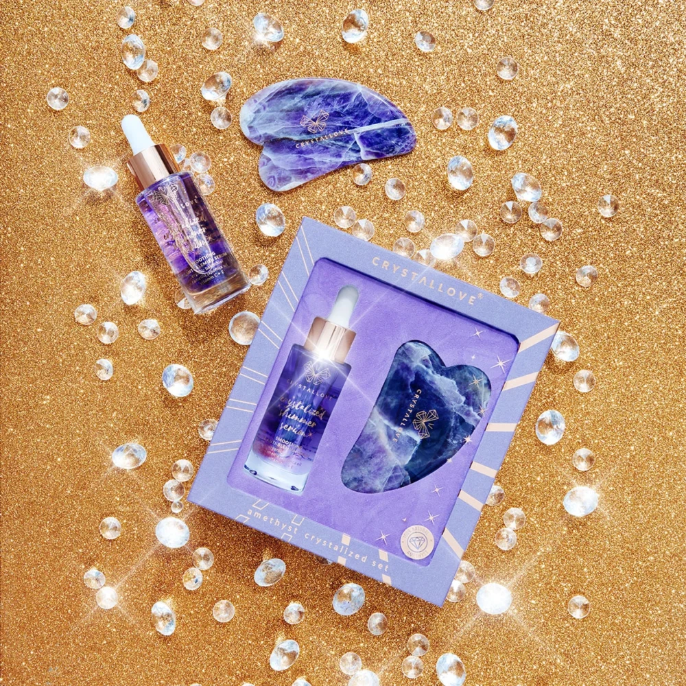 zestaw do masażu twarzy z ametystem CRYSTALLOVE