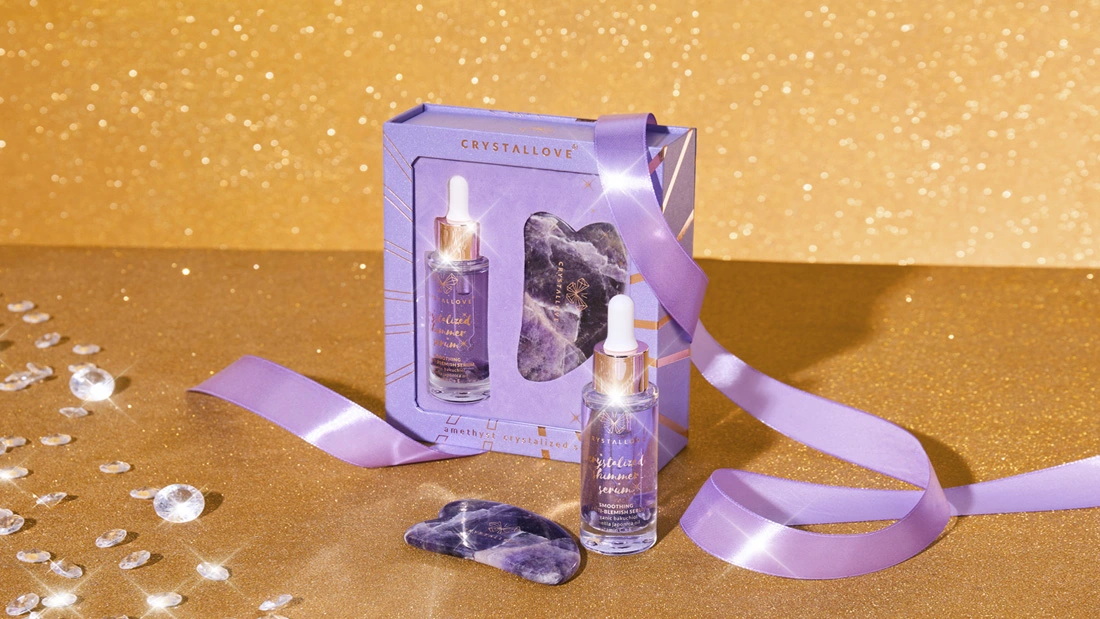zestaw do masażu twarzy z ametystem CRYSTALLOVE — idealny prezent dla niej