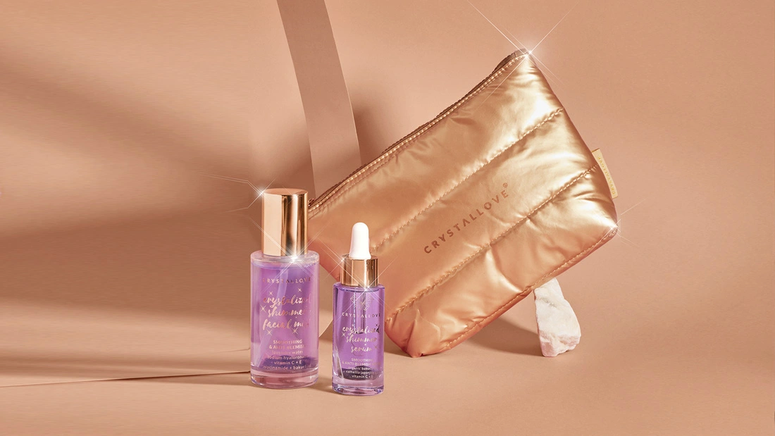 Amethyst Skincare Duo CRYSTALLOVE – zestaw z serum i mgiełką do twarzy z ametystem