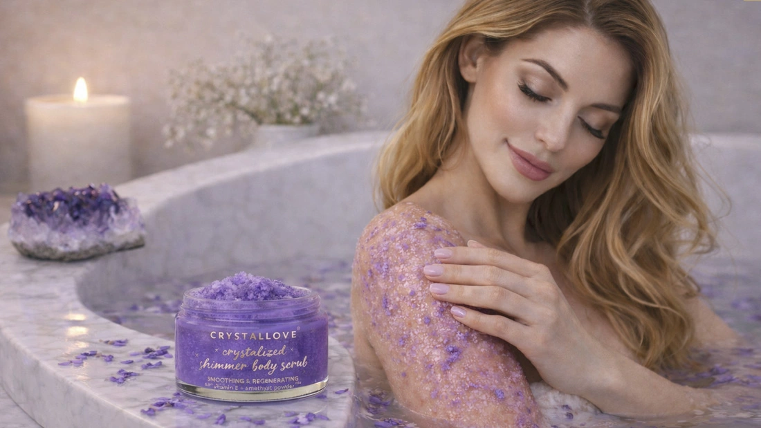 Peeling do ciała z ametystem i lawendą CRYSTALLOVE – Amethyst Body Scrub z kryształami