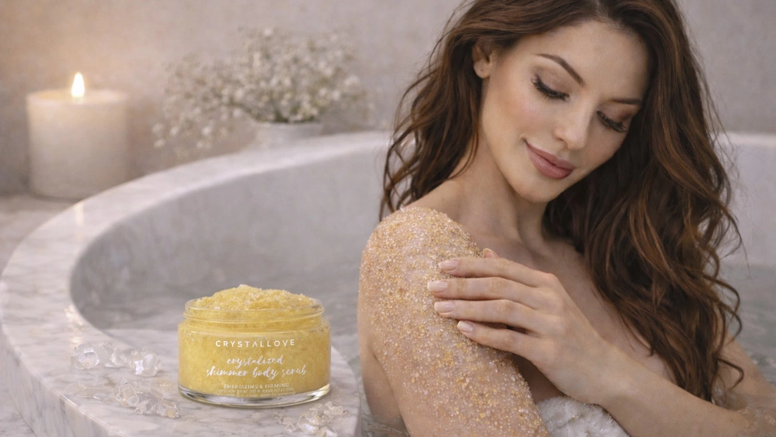 Peelingowanie ciała CRYSTALLOVE – rytuał pielęgnacyjny z peelingiem z kryształami