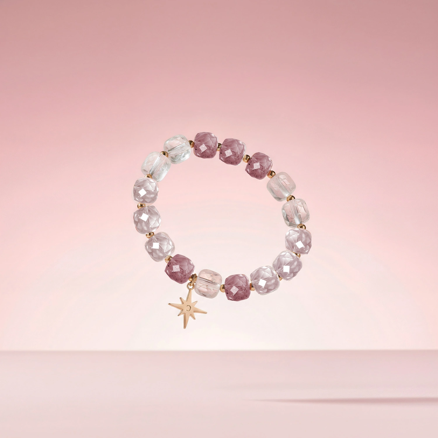 Bransoletka z kwarcem różowym i kryształem górskim CRYSTALLOVE – biżuteria z naturalnych kamieni