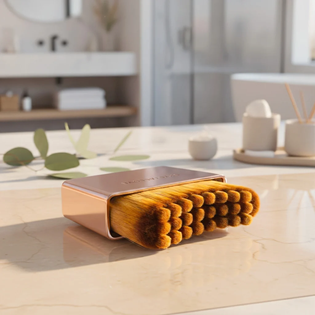 Lymphatic drainage face brush CRYSTALLOVE Contour Face Brush – szczotka do drenażu limfatycznego twarzy, szyi i dekoltu z włosiem premium