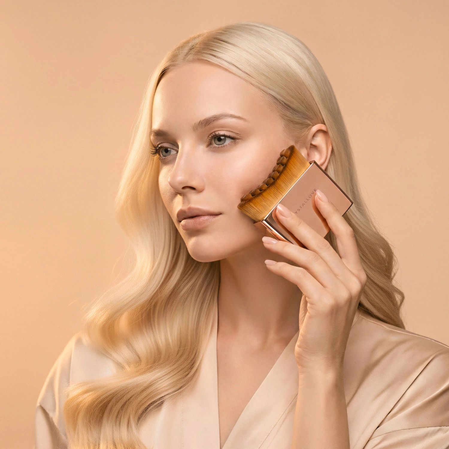 Szczotka do drenażu limfatycznego twarzy CRYSTALLOVE – szczotka do masażu limfatycznego twarzy, szyi i dekoltu z miękkim włosiem premium