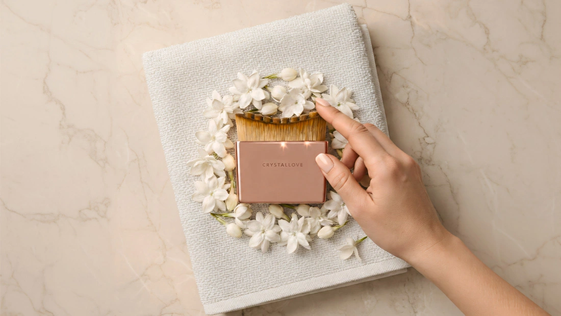 Szczotka do drenażu limfatycznego twarzy, szyi i dekoltu CRYSTALLOVE – szczotka do masażu limfatycznego z miękkim włosiem premium